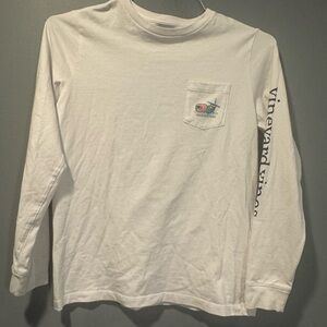 Vineyard Vines White Long Sleeve Tee with Logo